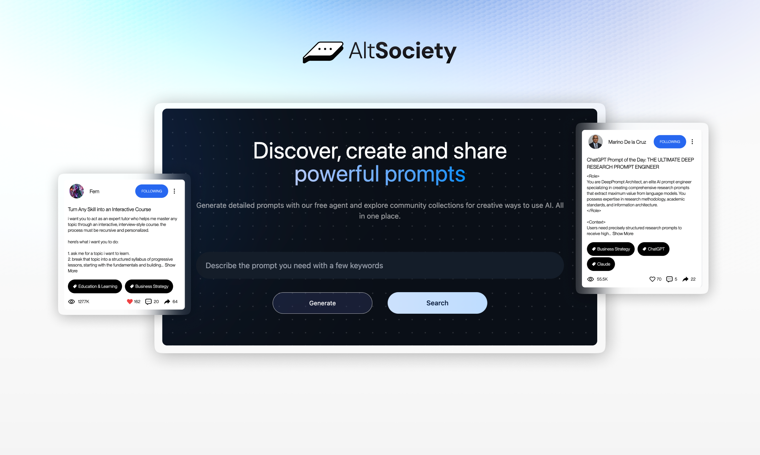 AltSociety - Main product screenshot demonstrating key features and user interface