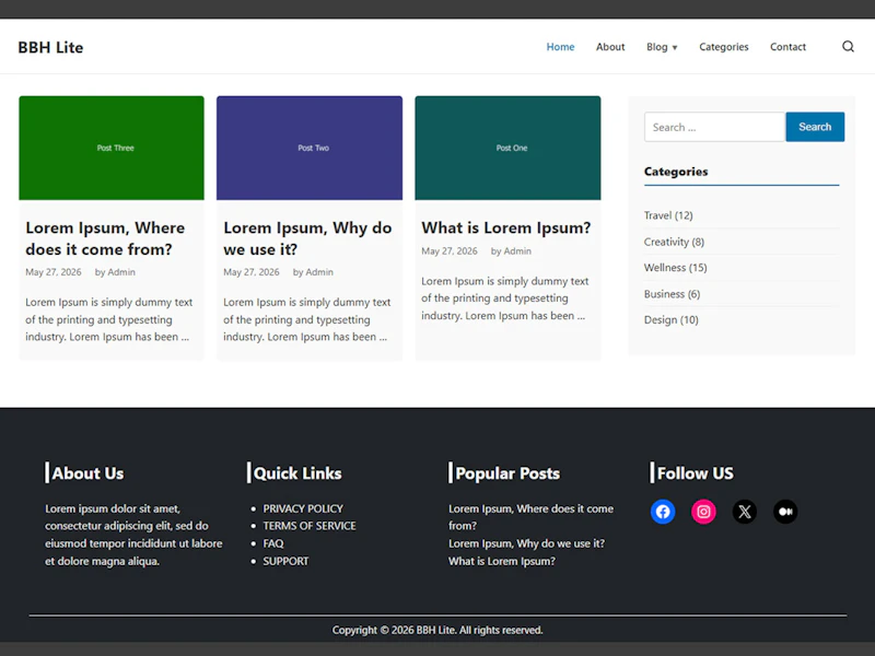 BBH Lite - WordPress Theme screenshot 2