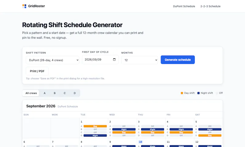 GridRoster screenshot 1