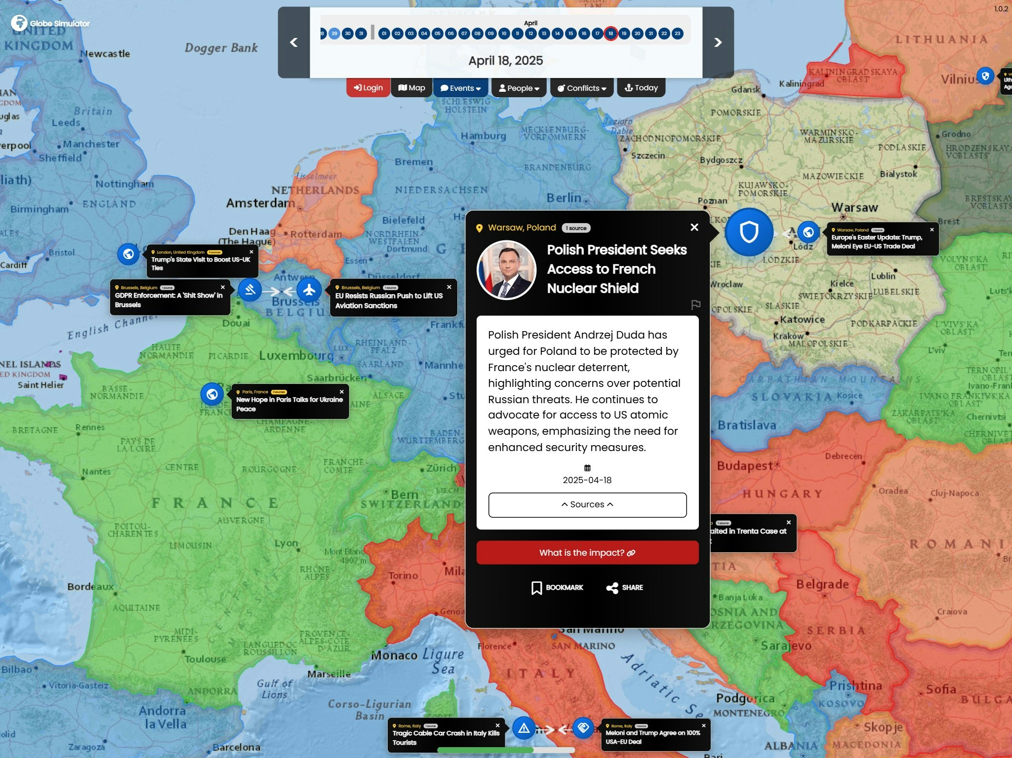 Média Simulateur de globe - Map-First News et IA Insights 2