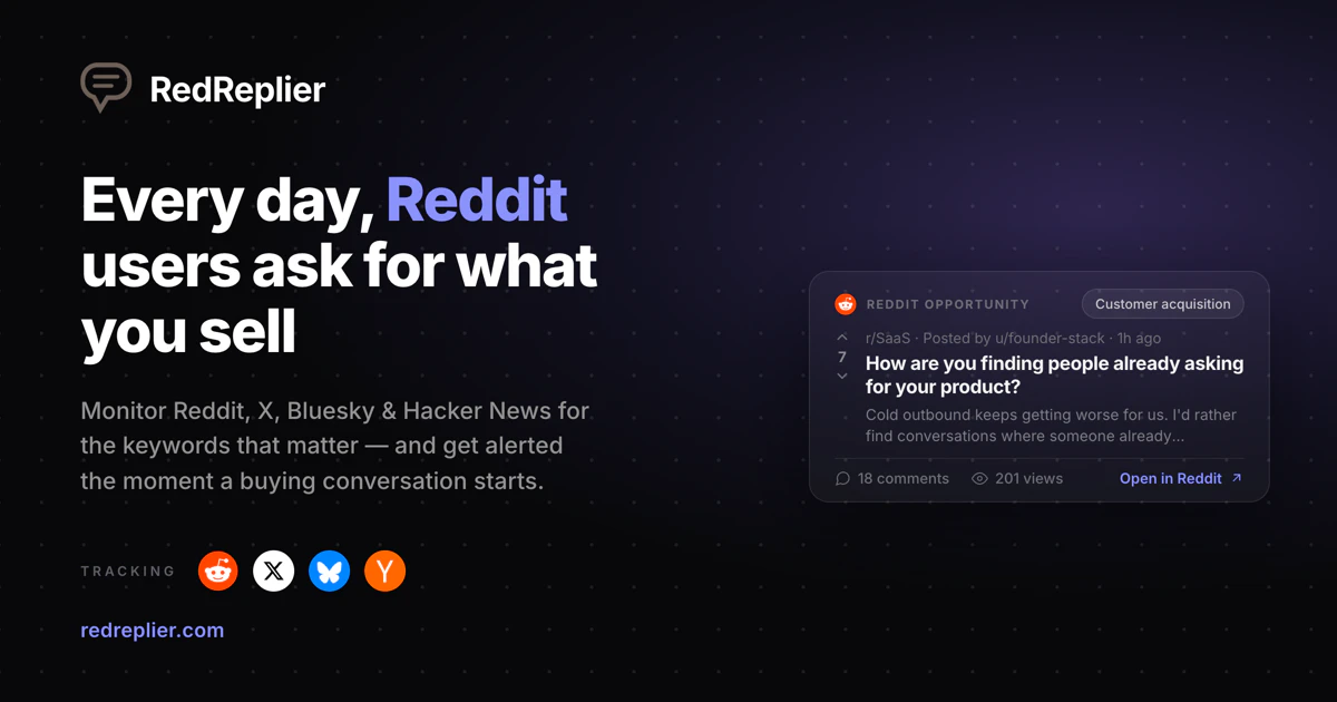 RedReplier — 监听 Reddit/X 关键词找客户(daily-web 近亲)