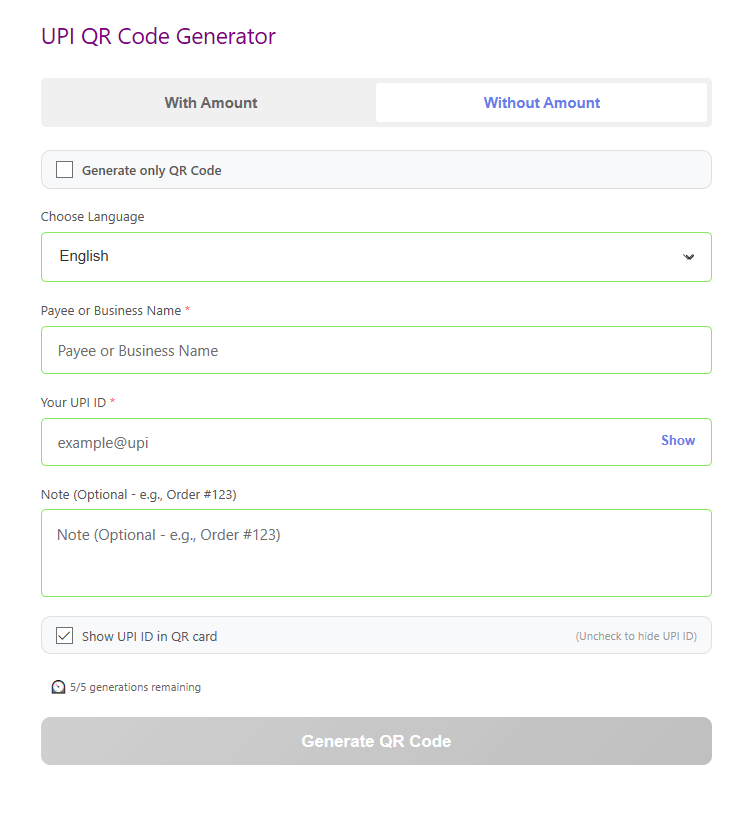 UPI QR Code & Card Generator gallery image
