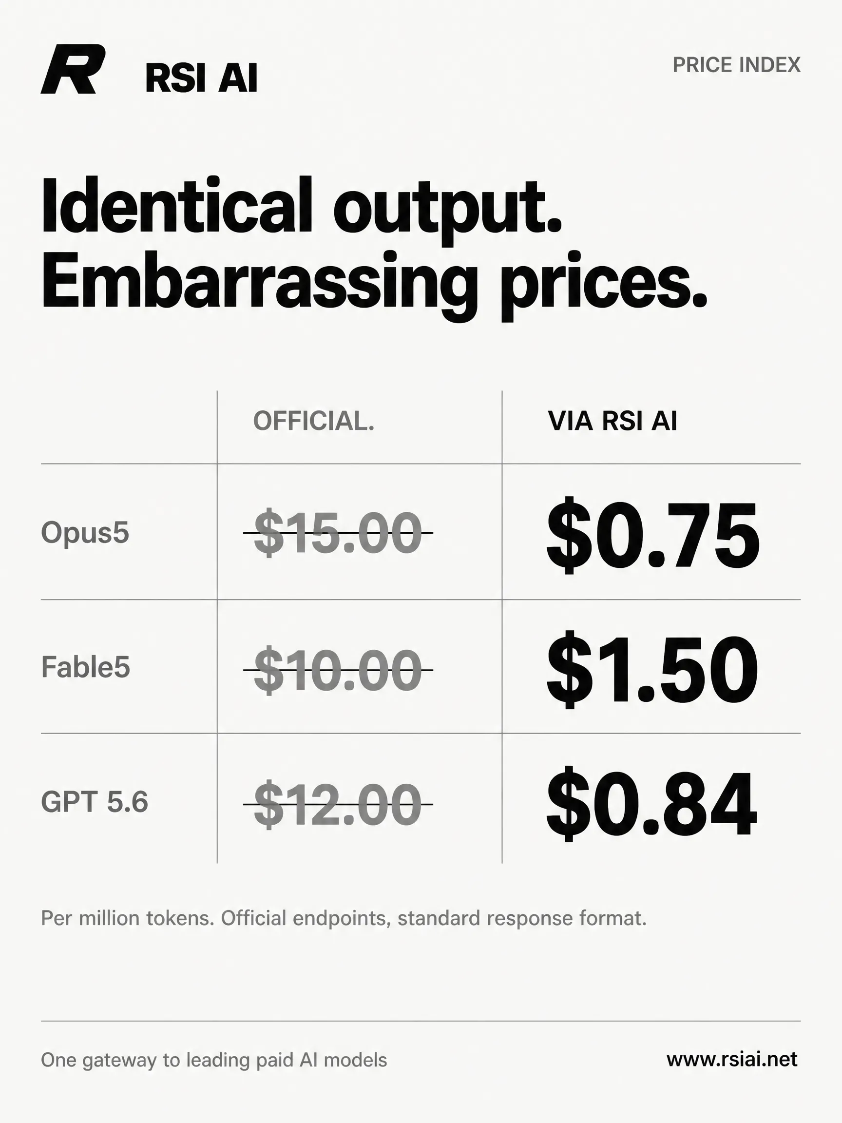 The same models. Quietly cheaper. gallery image