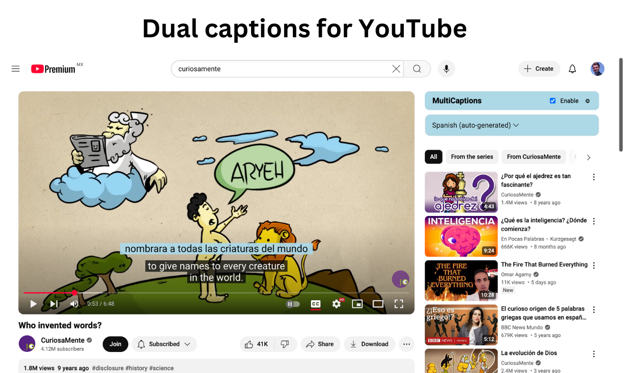 Multicaptions - pour youtube media 2