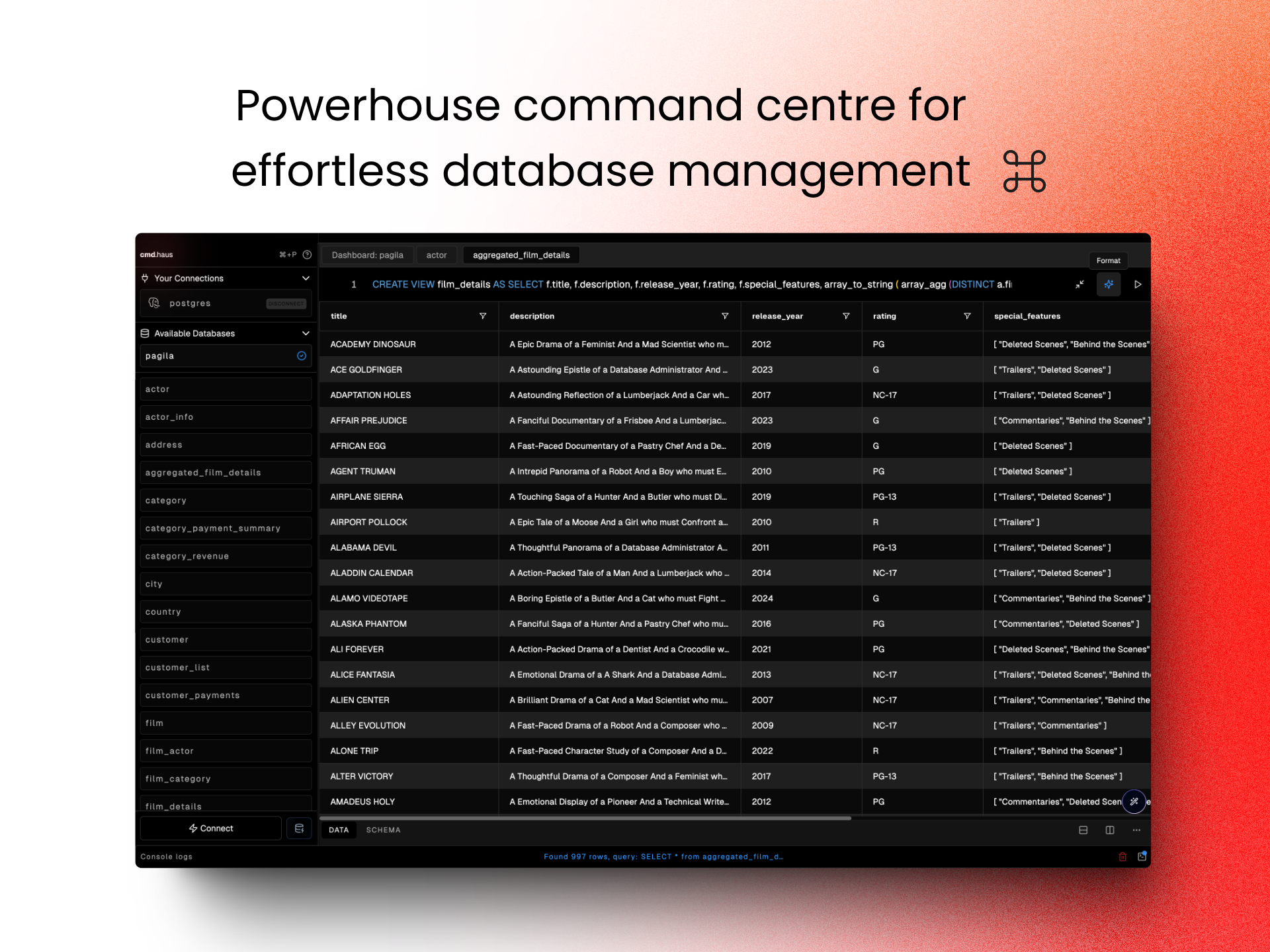 وسائط cmd.haus - بيتا - مركز قيادة Powerhouse لإدارة قواعد البيانات دون عناء 1