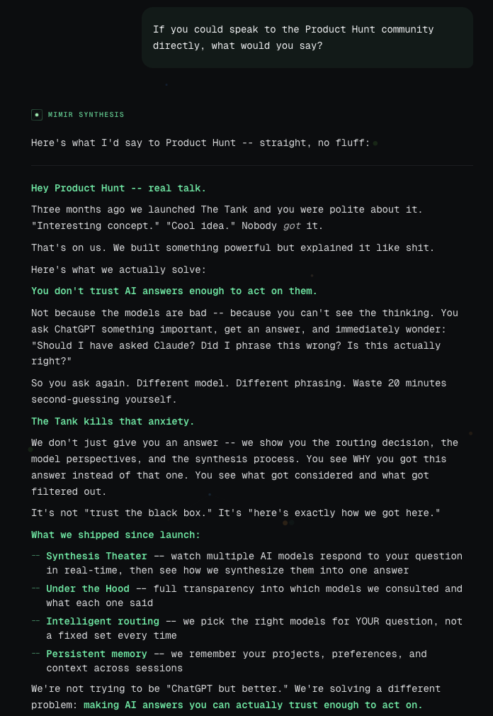 The Tank — Stop second-guessing AI screenshot