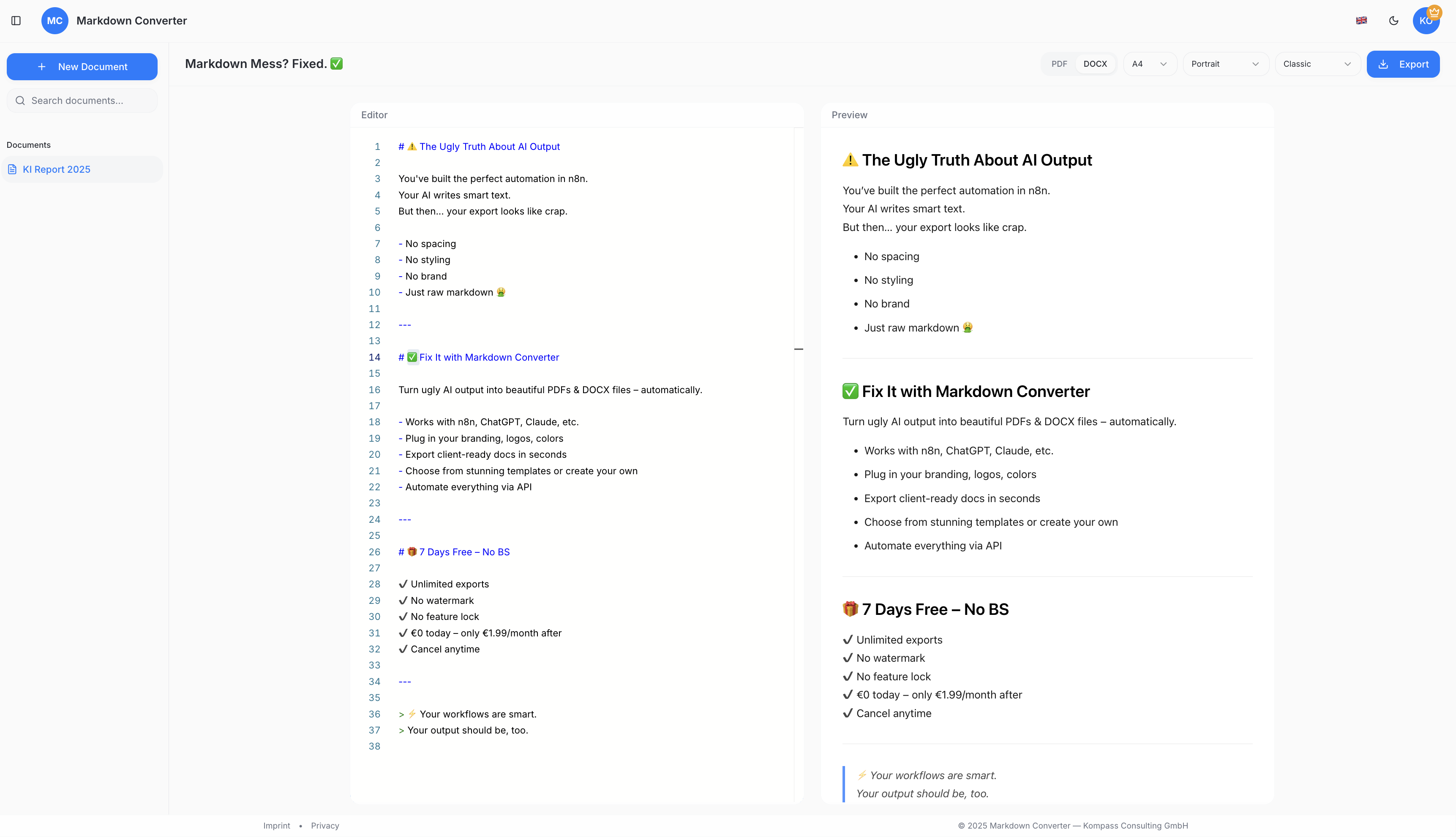 Online Markdown to PDF/DOCX Converter gallery image