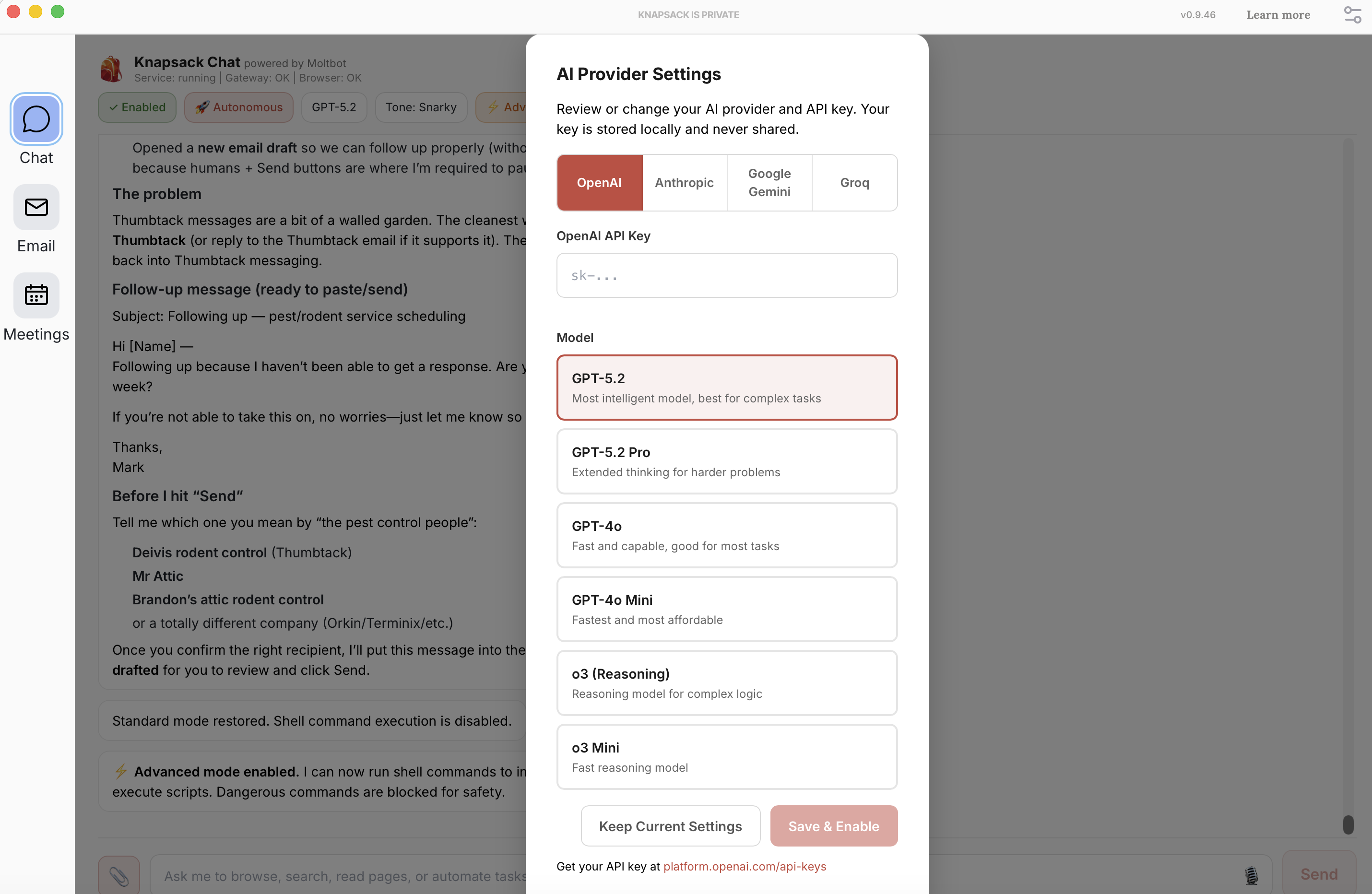Knapsack OpenClaw App gallery image