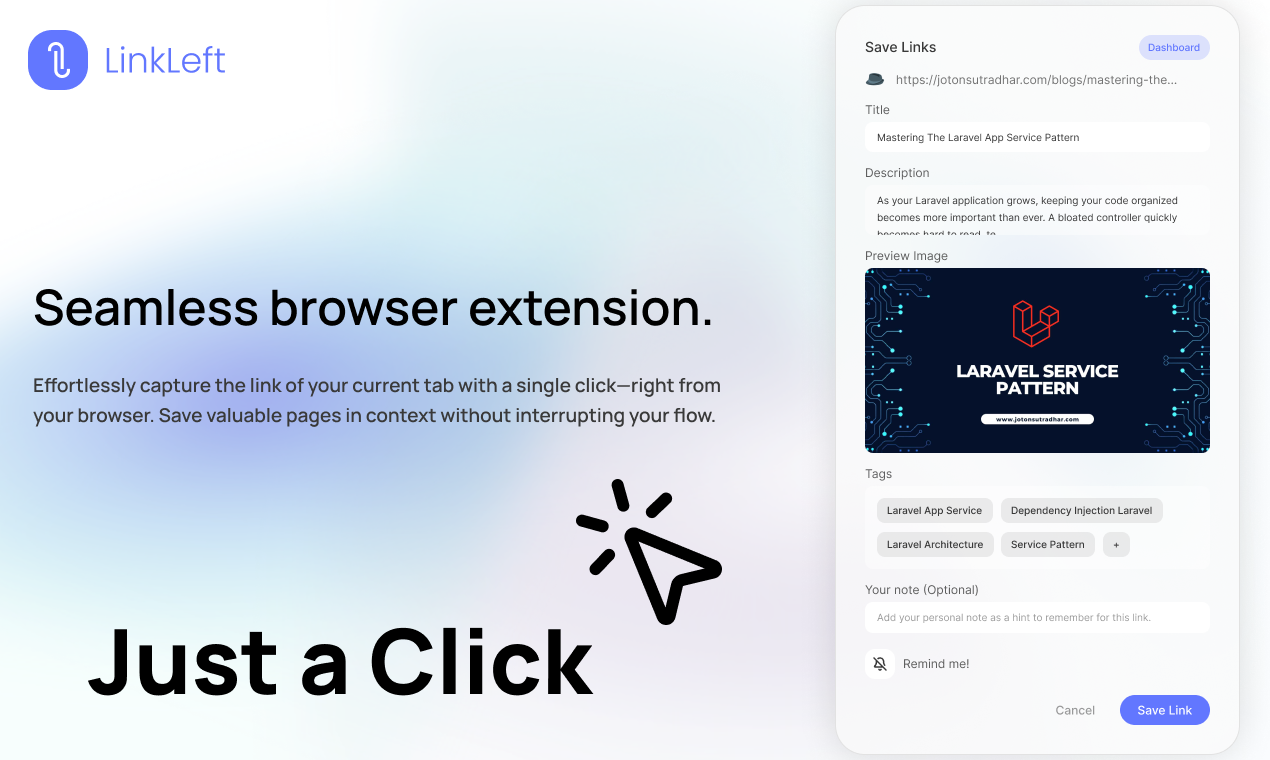 Mídia 6 de LinkLeft - Your AI-powered second brain for saving and finding links.