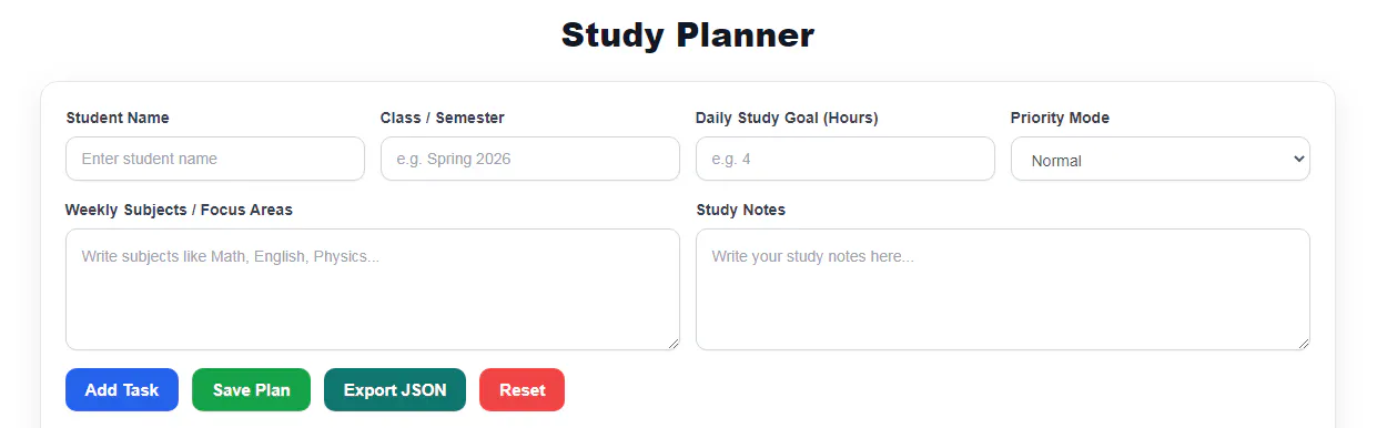 Study Planner screenshot