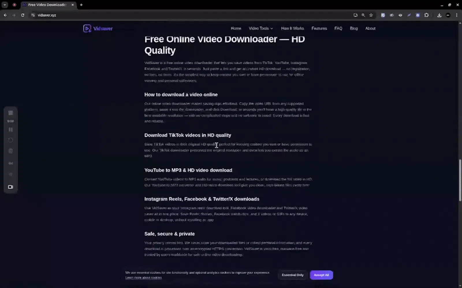 VidSaver screenshot 1 (video preview)