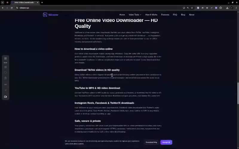 VidSaver screenshot 1 (video preview)