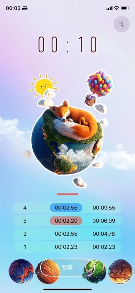 Планетимер - Веселый таймер мультфильма, нажмите, чтобы отбросить астероид медиа 1