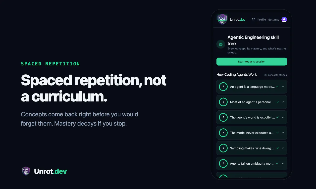 Unrot.dev - Duolingo for devs gallery image