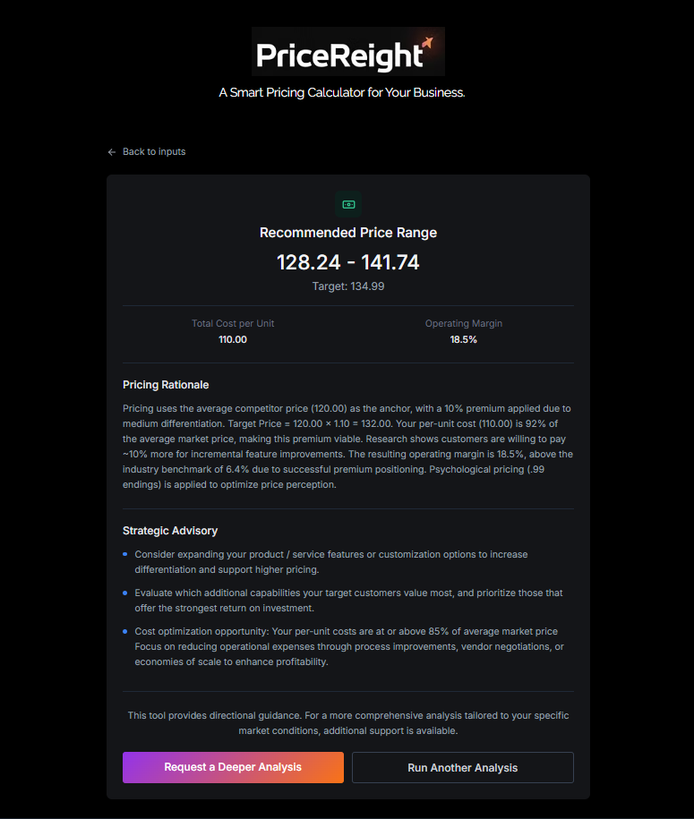 PriceReight - Screenshot 2 showing product features and functionality