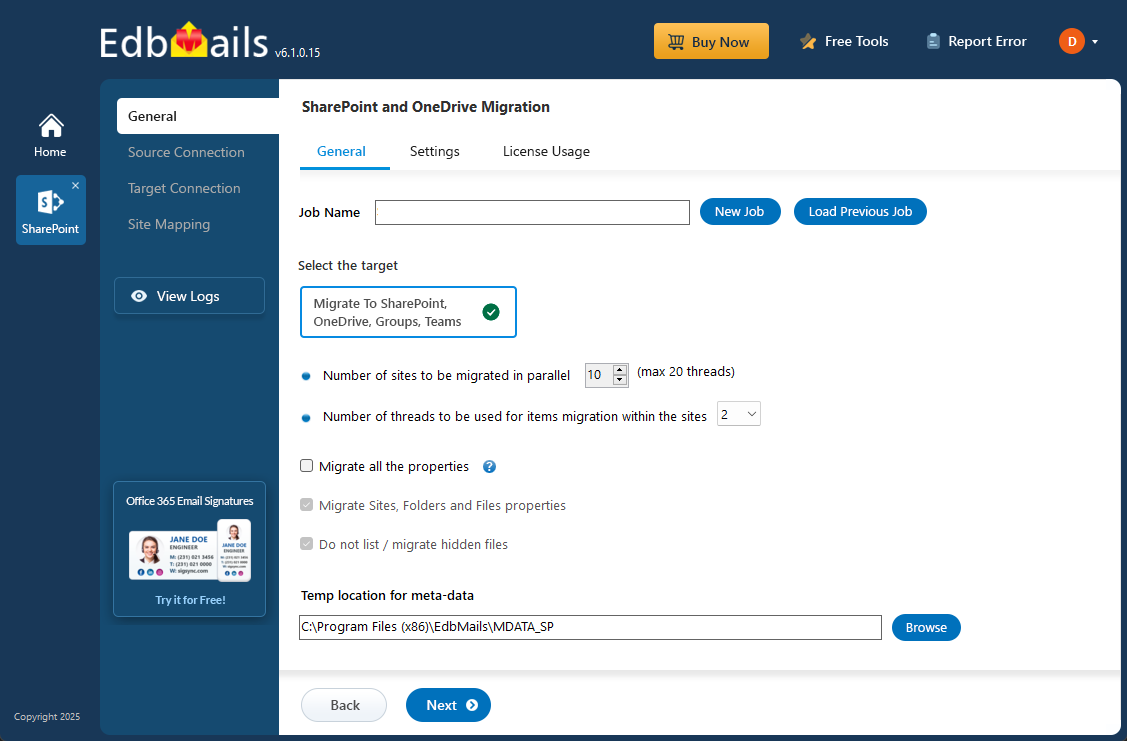 Edbmails OneDrive 마이그레이션 도구 - 완전한 정확도와 제어로 OneDrive 파일을 마이그레이션하십시오 미디어 2