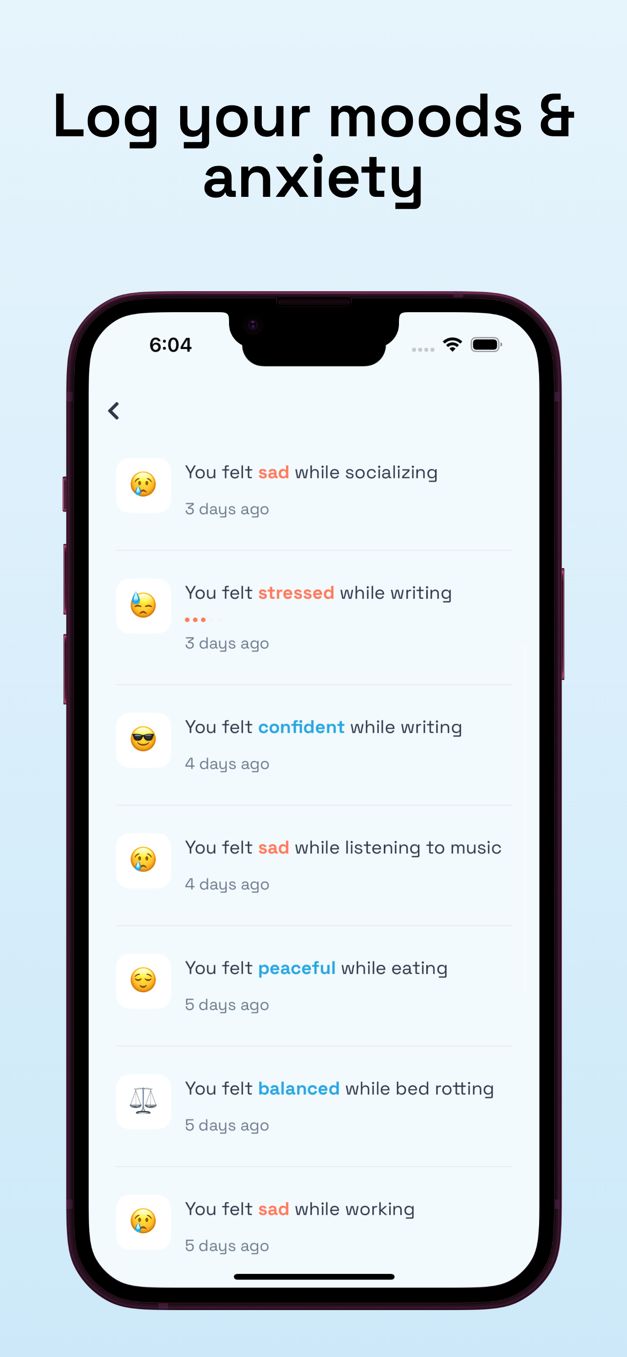 Paxly - Anxiety Tracker - Screenshot 3 showing product features and functionality