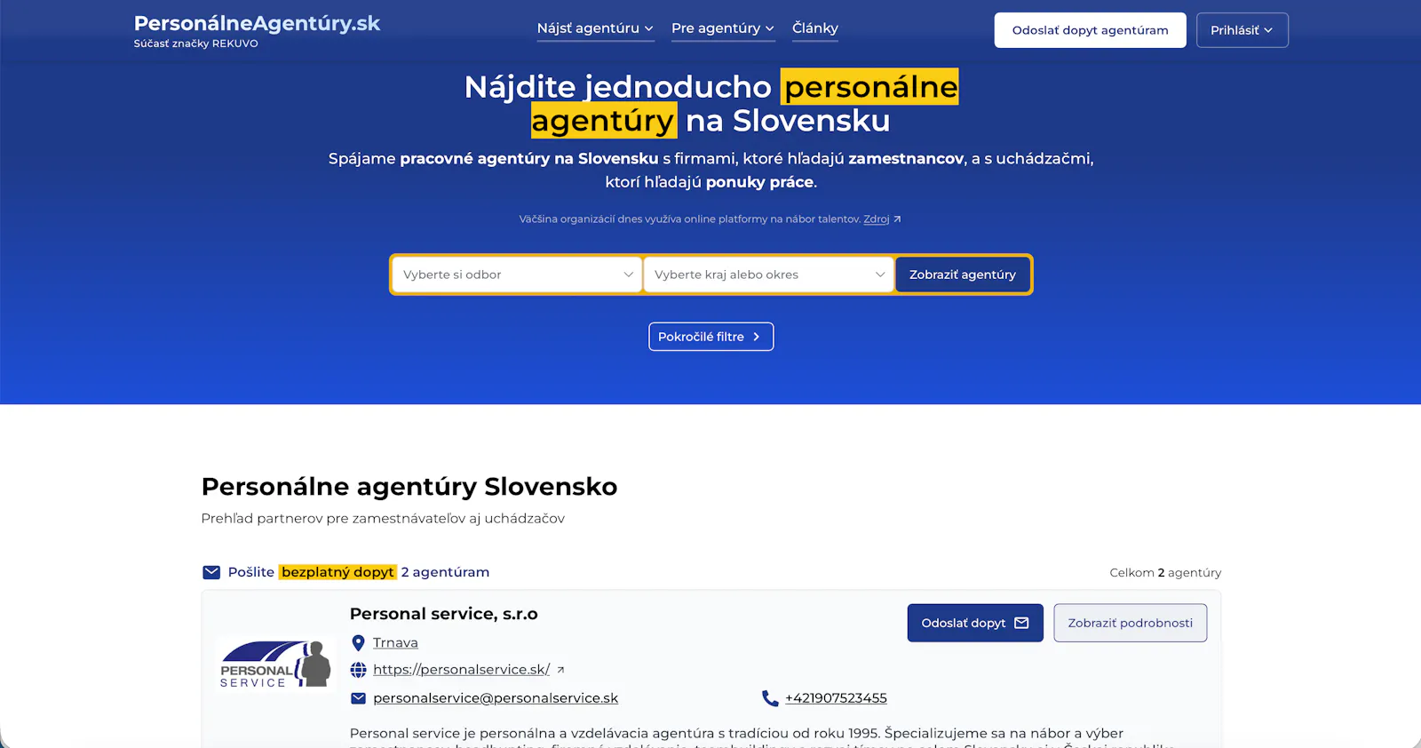 PersonálneAgentúry.sk screenshot 2