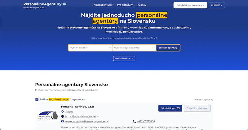 PersonálneAgentúry.sk screenshot 2