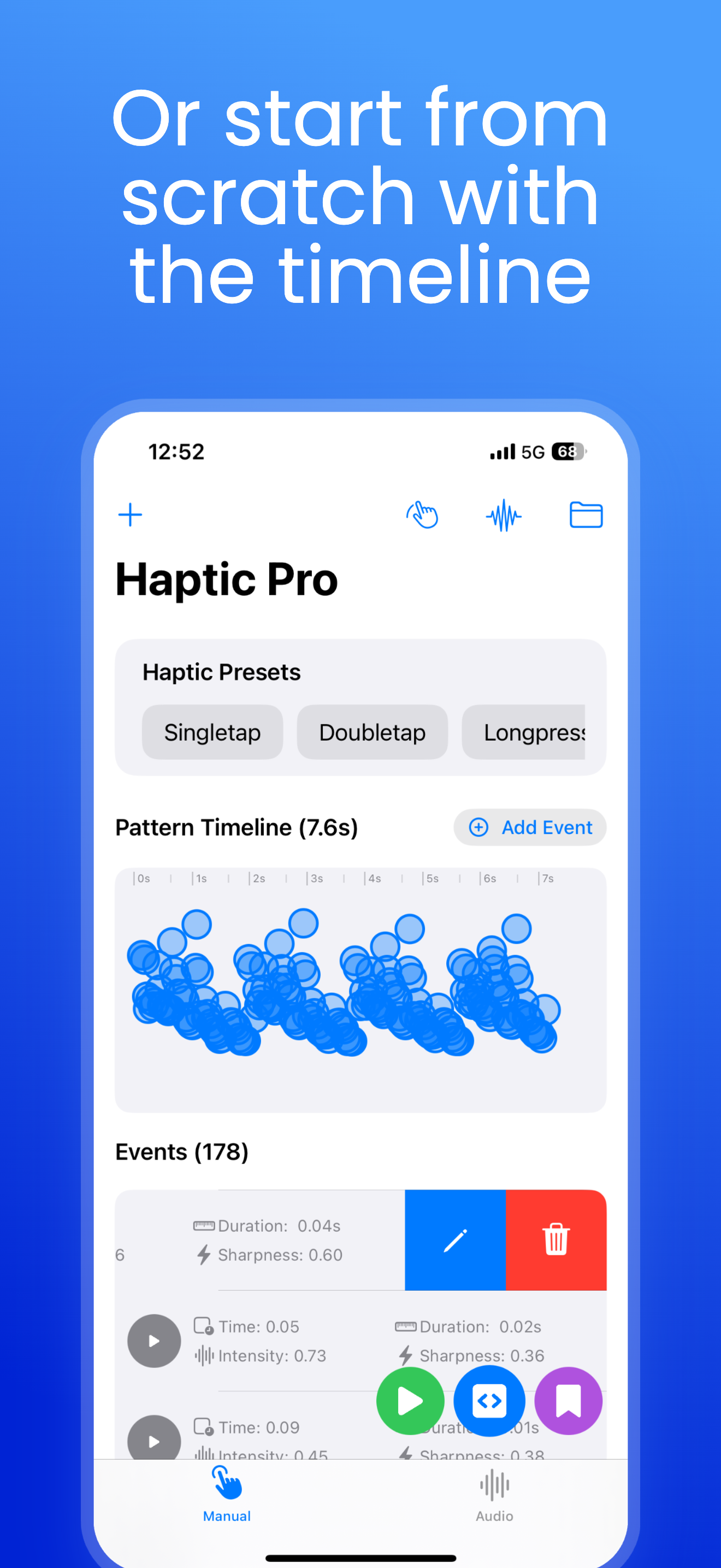 Haptic Pro - Create Haptic patterns manually or generate from music/audio media 2