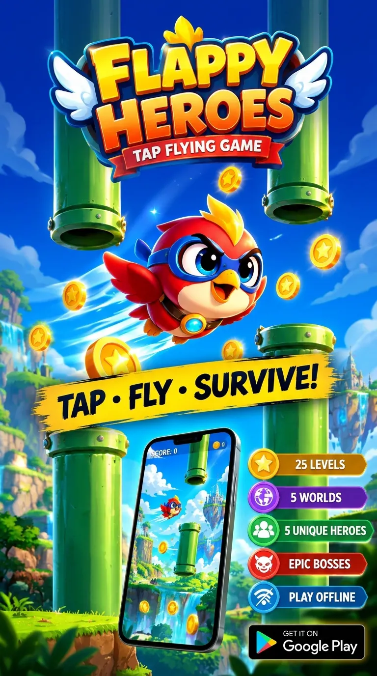 Flappy Heroes: Tap Flying Game gallery image