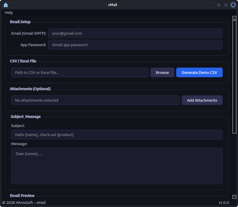 sMail - Main product screenshot demonstrating key features and user interface