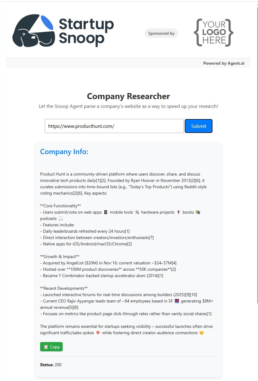 Startupsnoop - Флот агентов искусственного интеллекта, предоставляющий бесплатные данные по сбору средств! медиа 2
