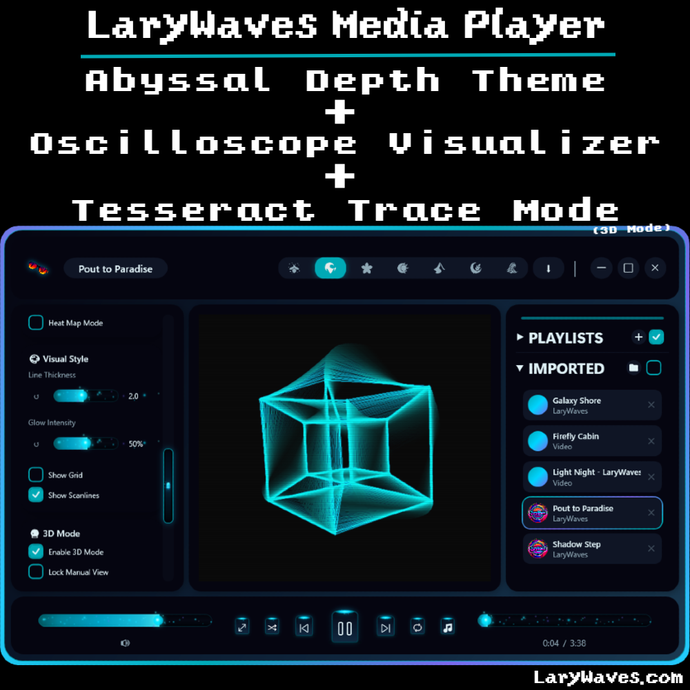 LaryWaves Media Player v0.3 - Screenshot 2 showing product features and functionality