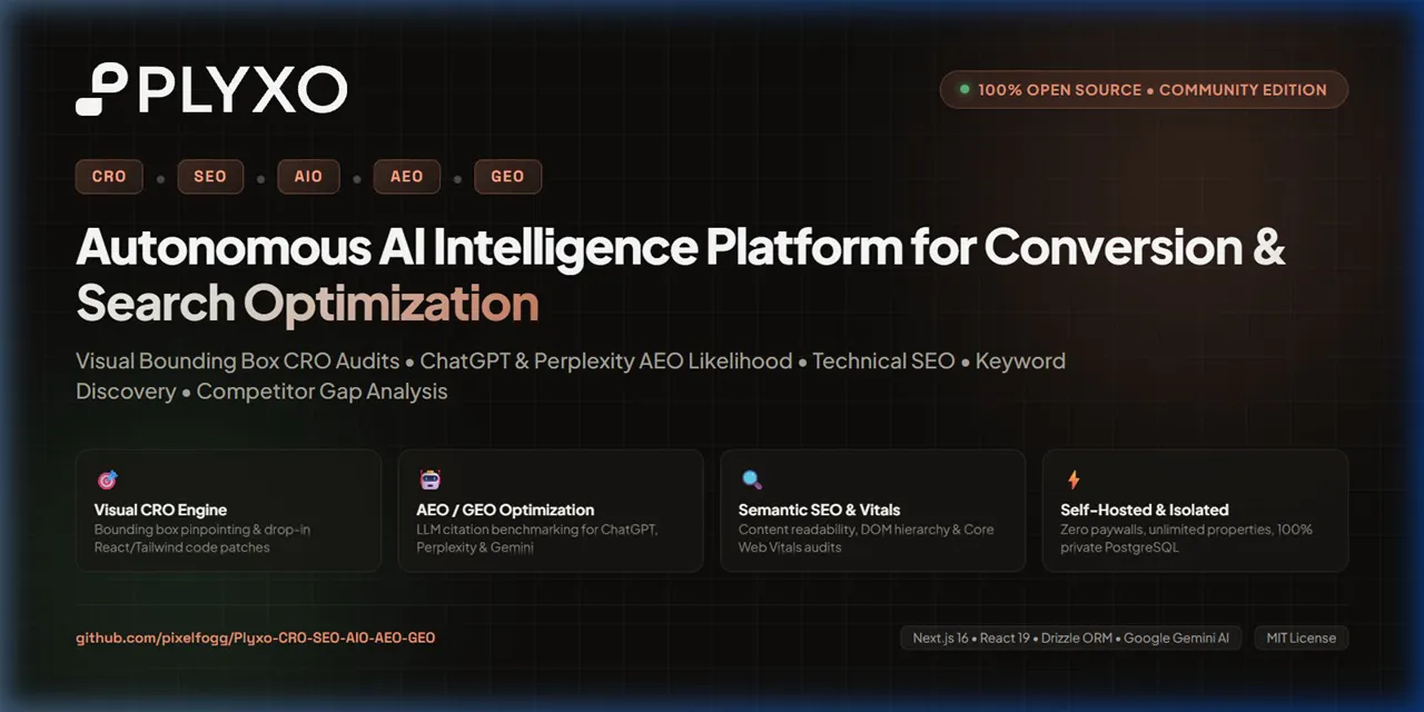 Plyxo: Self-hosted CRO+SEO+LLM tool gallery image