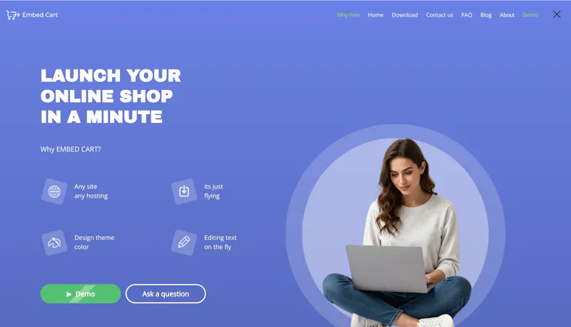 Embed-cart - free store on any HTML page screenshot 1