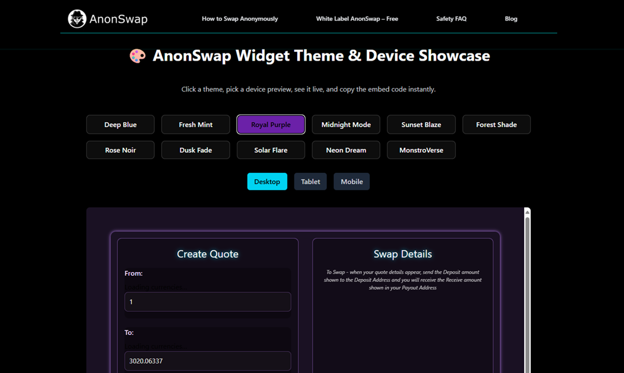 وسائط anonswap - تبادل تشفير مجهول - مبادلة تشفير مجهول - لا كيك ، لا حسابات ، لا حدود. 3