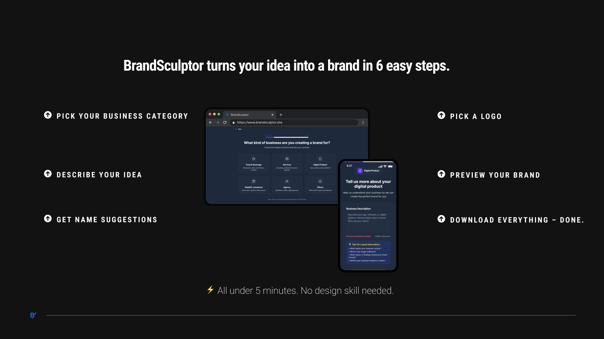 Mídia 3 de BrandSculptor - Crie sua marca e logotipo com menos de 5 minutos com ai