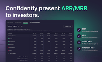 Representação visual das principais métricas do Puzzle, como ARR/MRR, para monitoramento do status financeiro de startups.