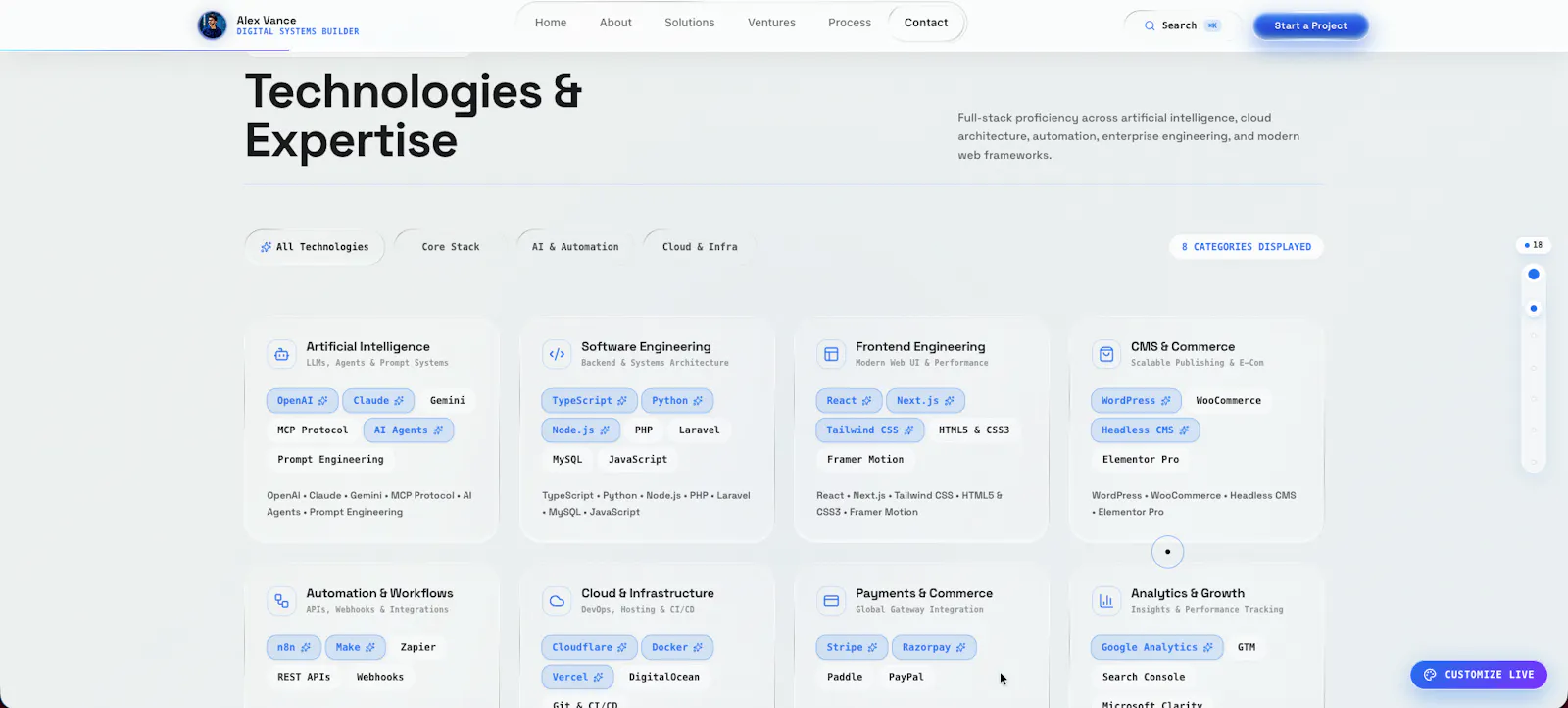 Liquid Glass Portfolio for Tech Founders screenshot 4