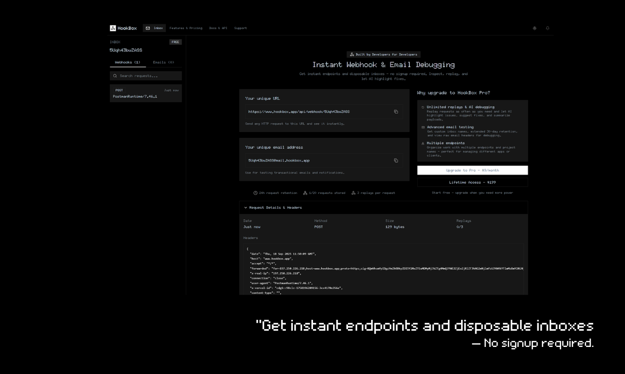 Média Hookbox - Un outil instantané de débogage Webhook et d'e-mail pour les développeurs. 2