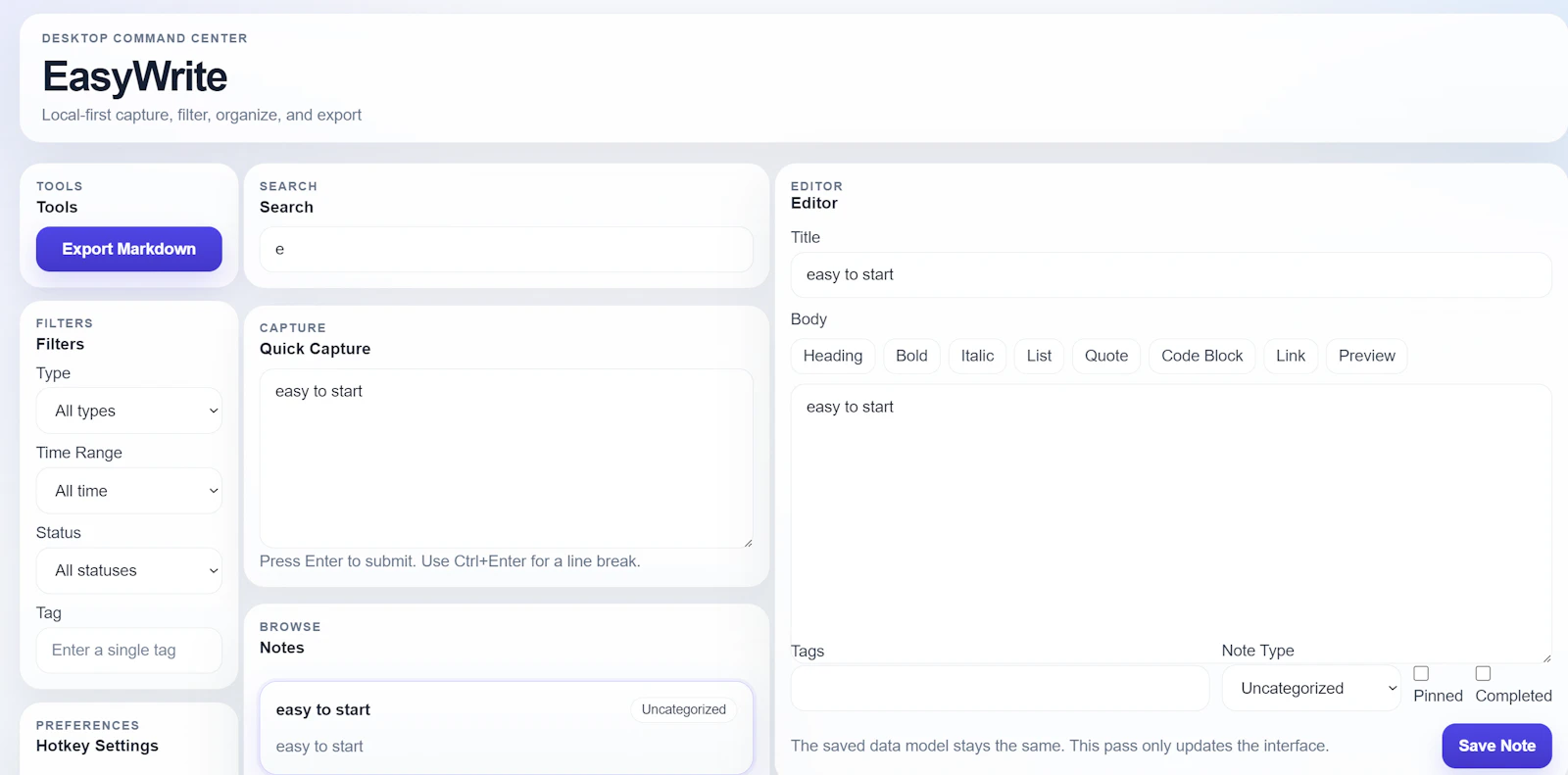 EasyWrite screenshot 1