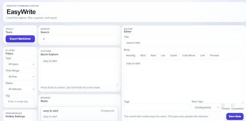 EasyWrite screenshot 1