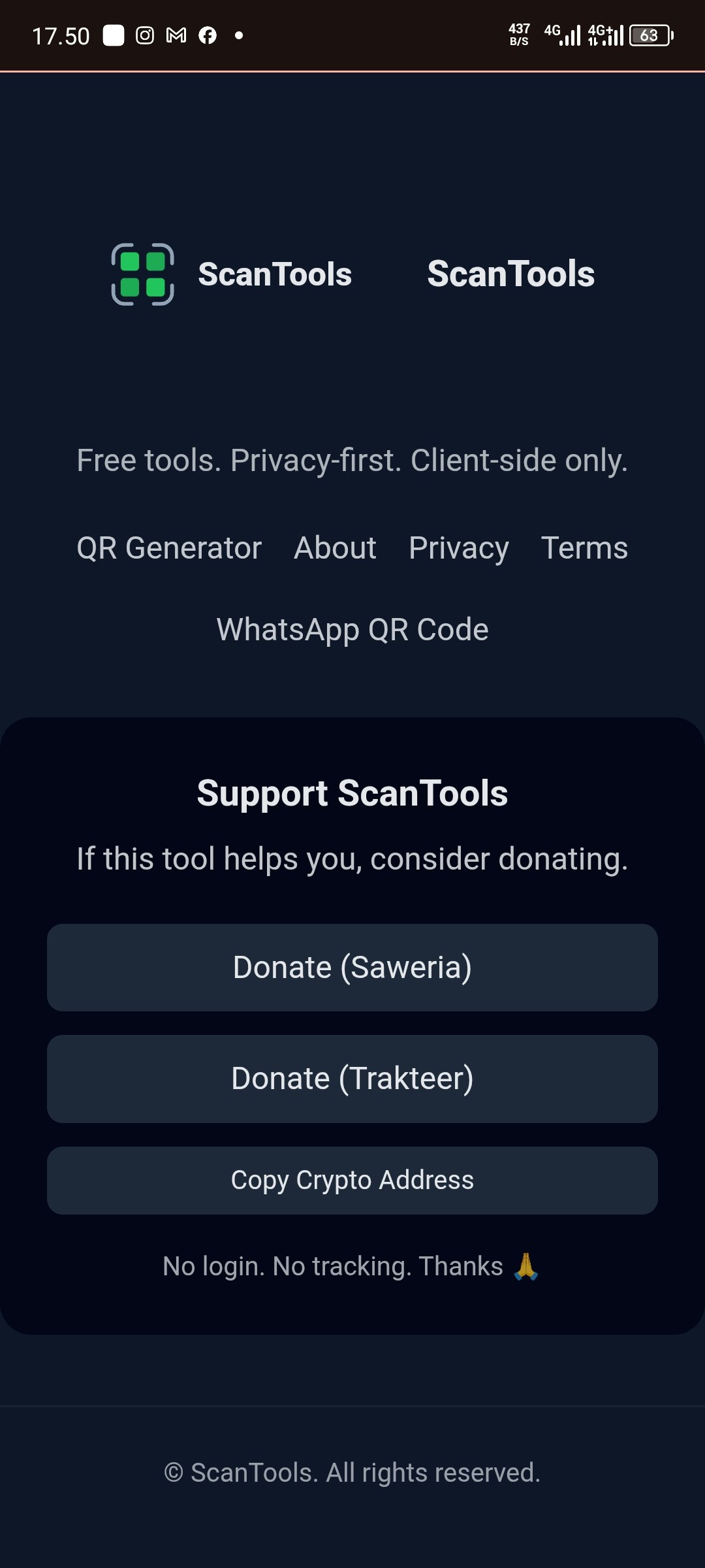 ScanTools — Free QR Code Generator - Screenshot 3 showing product features and functionality