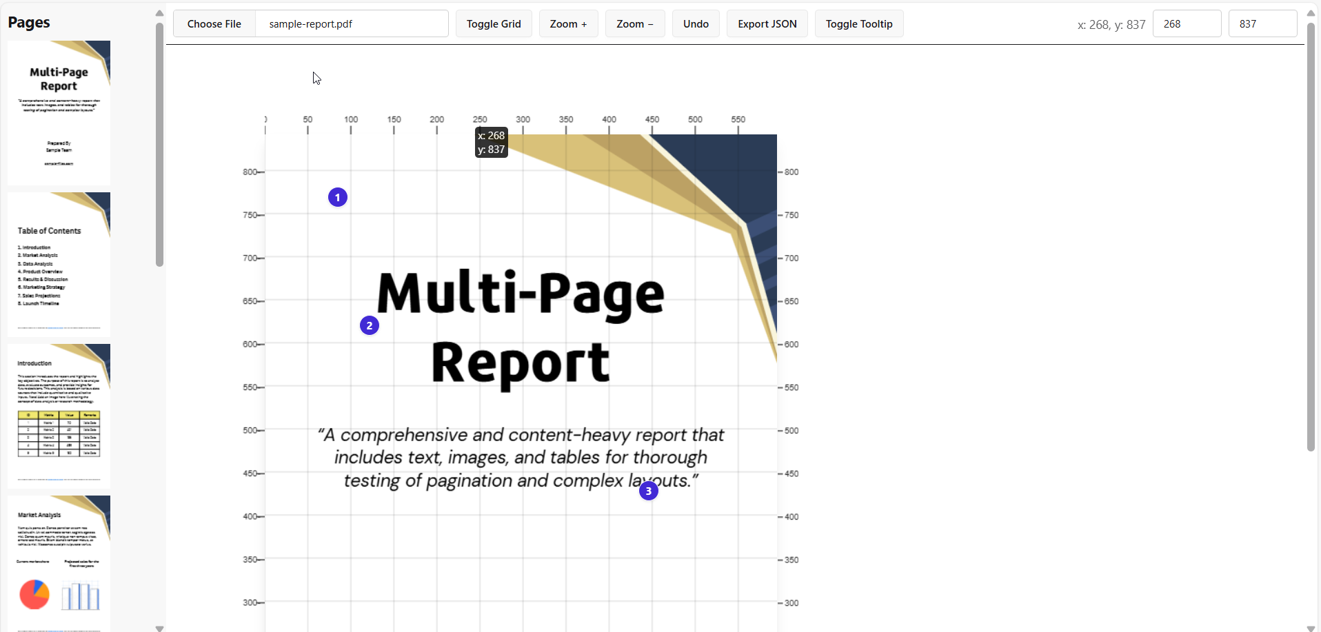 PDF-Lib Coordinates Pointer
