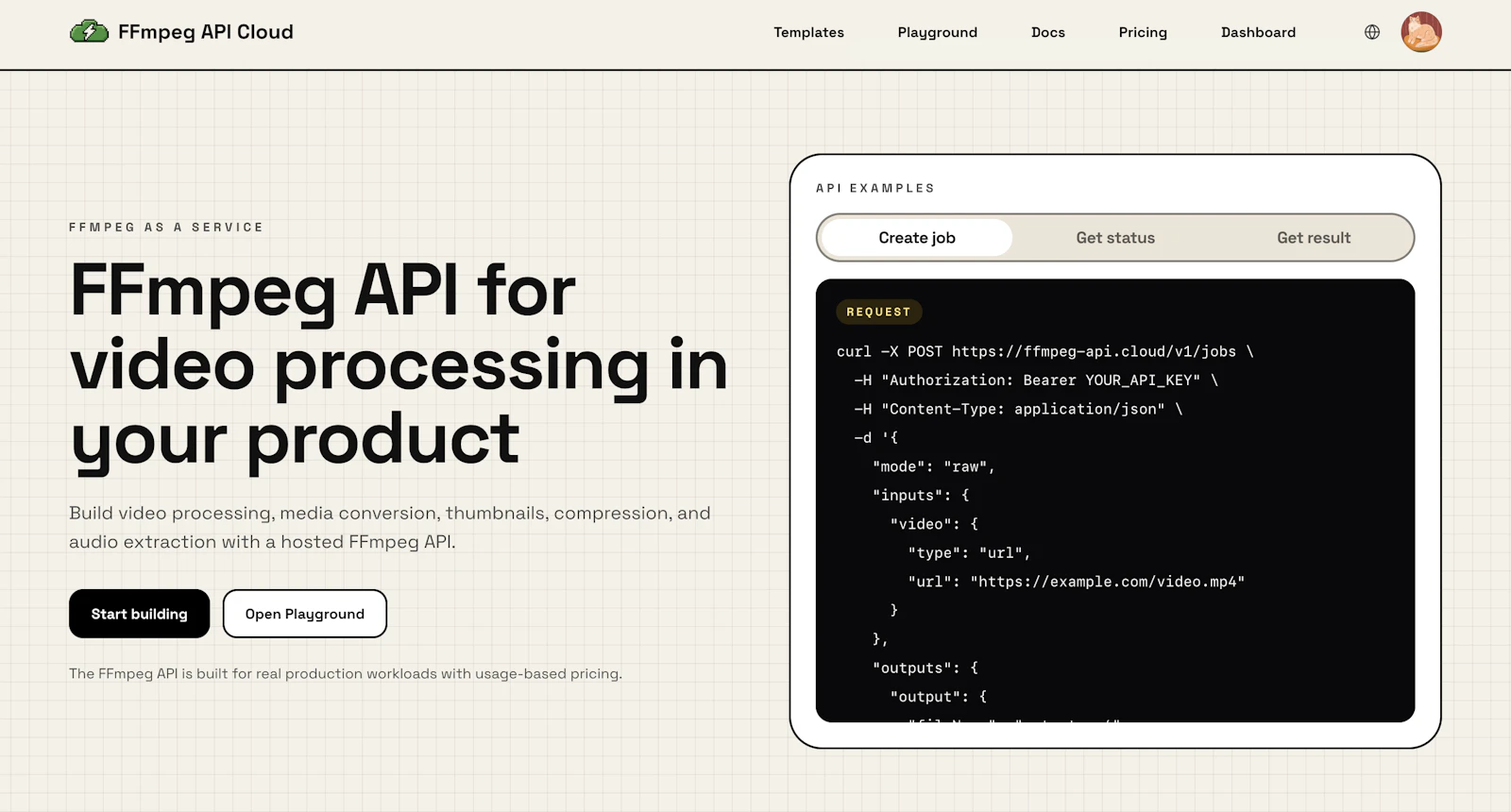 FFmpeg API Cloud screenshot 1