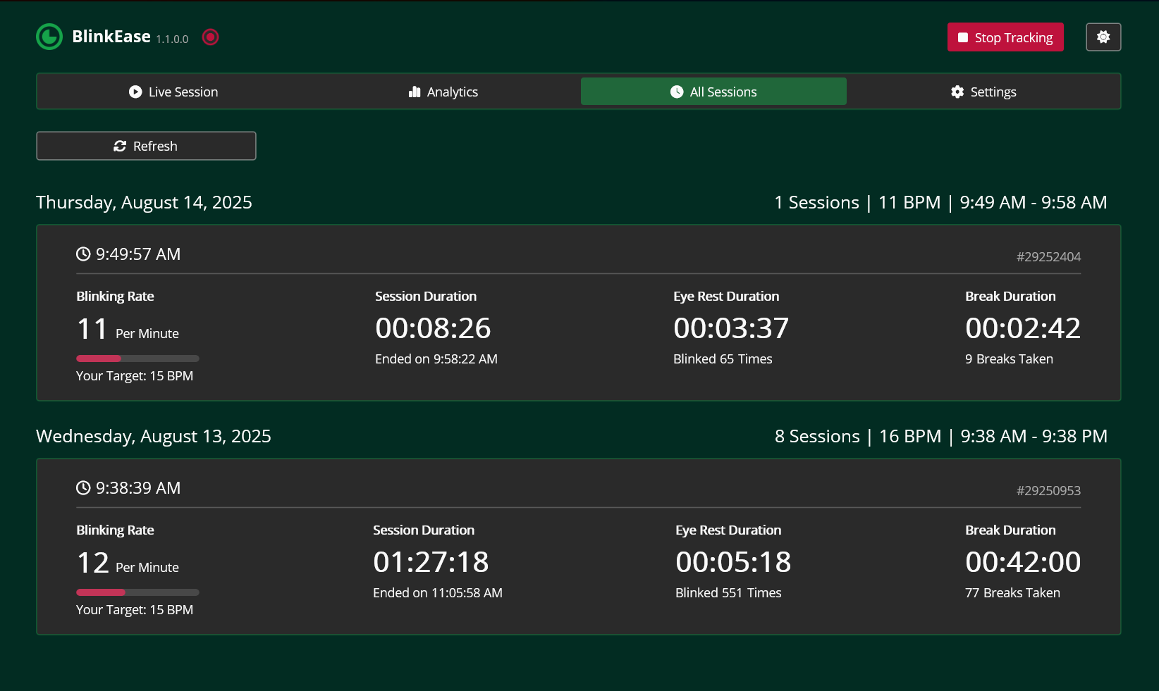 Parpadear - Aplicación de atención visual con AI para sesiones de pantalla larga media 4