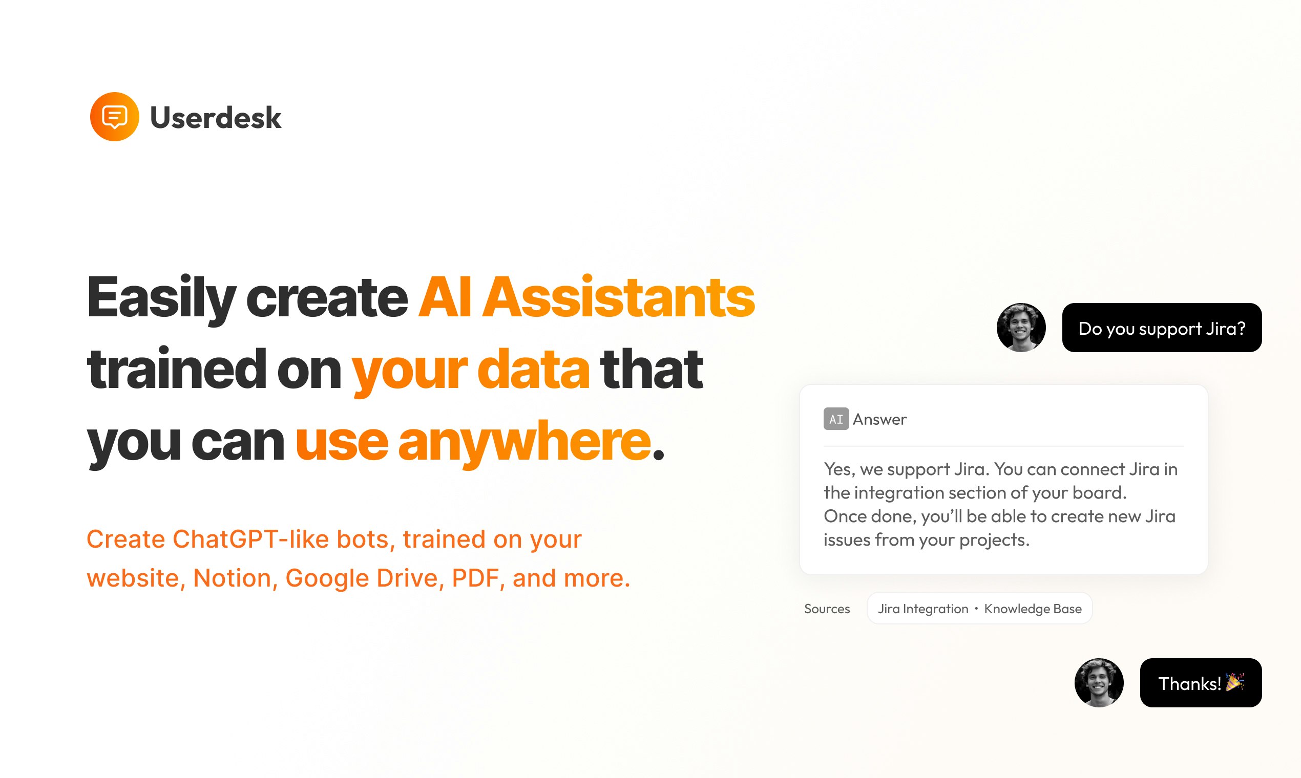 startuptile Userdesk-AI Assistants trained on your data that you can use anywhere