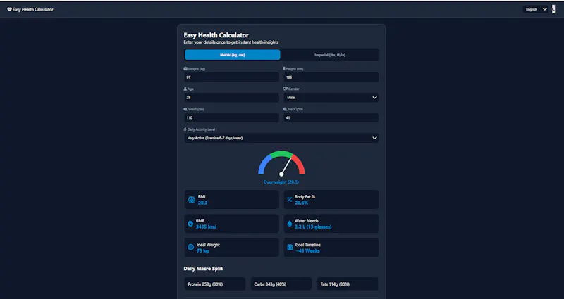 Easy Health Calculator screenshot 1