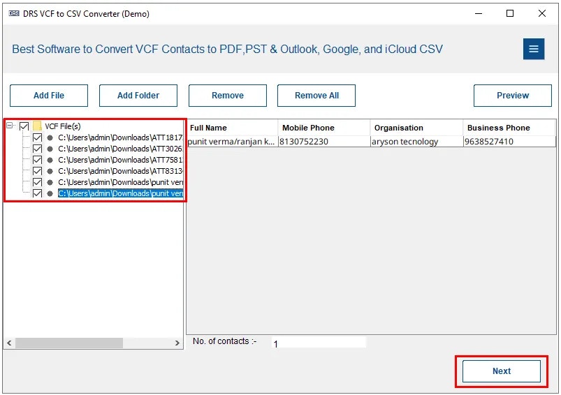 DRS Softech VCF to CSV Converter Tool - Convert Contacts Effortlessly – From VCF to CSV, PDF & PST! media 2
