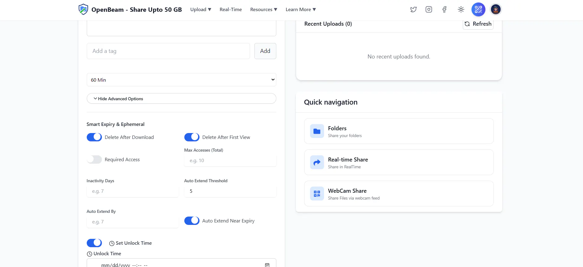OpenBeam – Free File Sharing up to 50GB gallery image