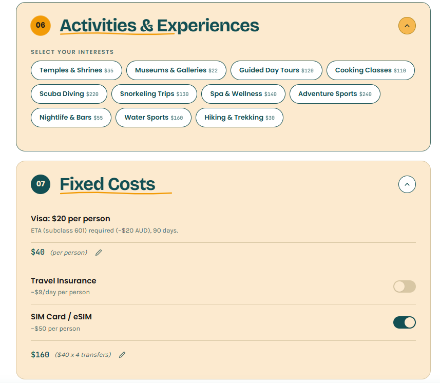 Pack Lightly Trip Budget Calculator gallery image