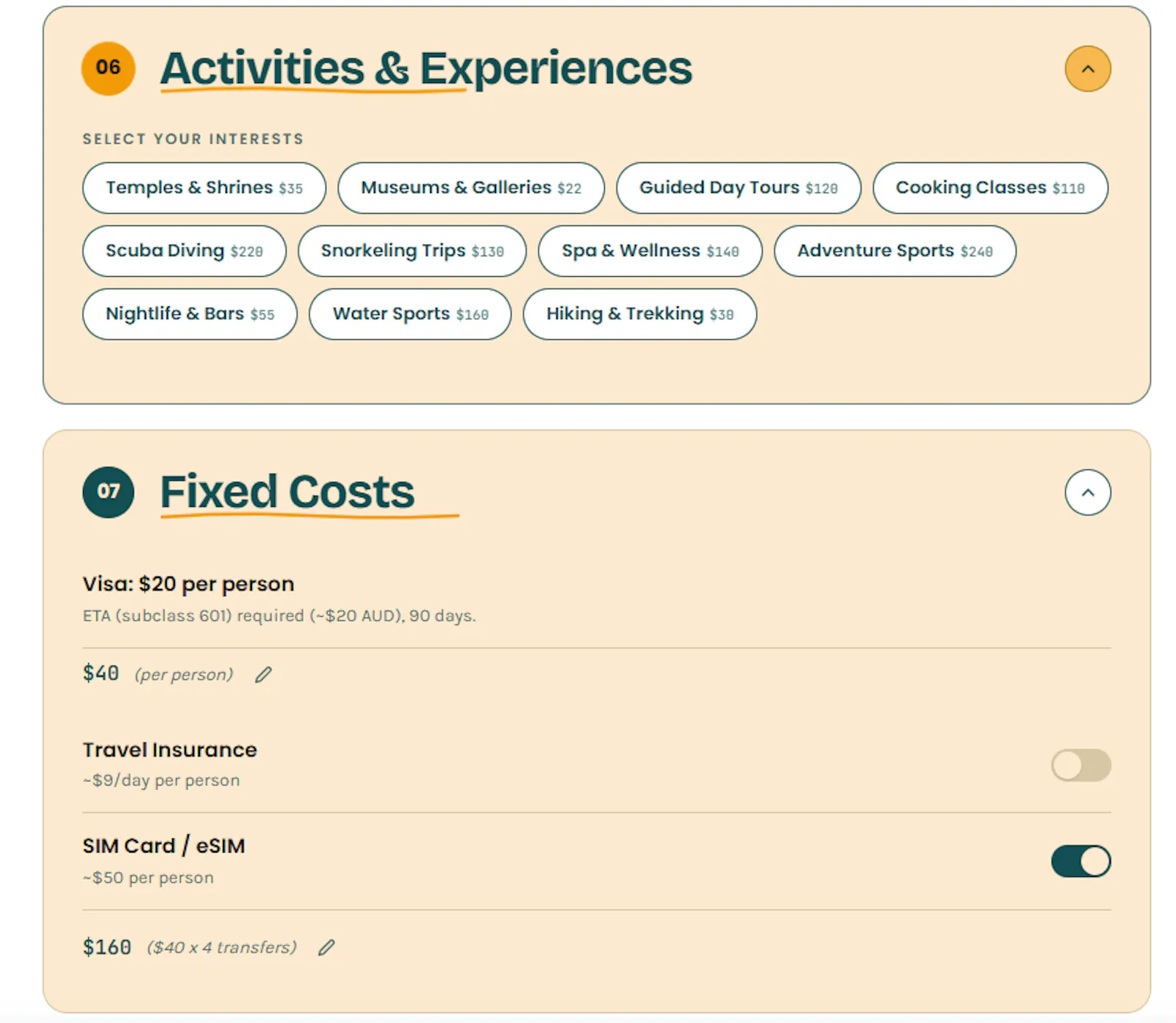Pack Lightly Trip Budget Calculator screenshot 4