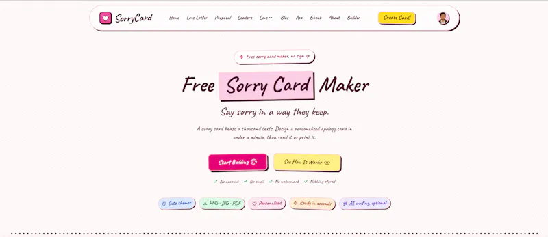 SorryCard screenshot 2