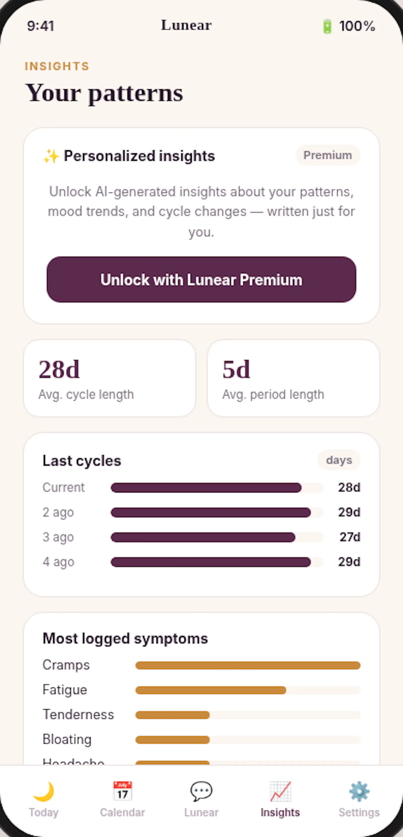 Lunear Period & Cycle Tracker screenshot 6