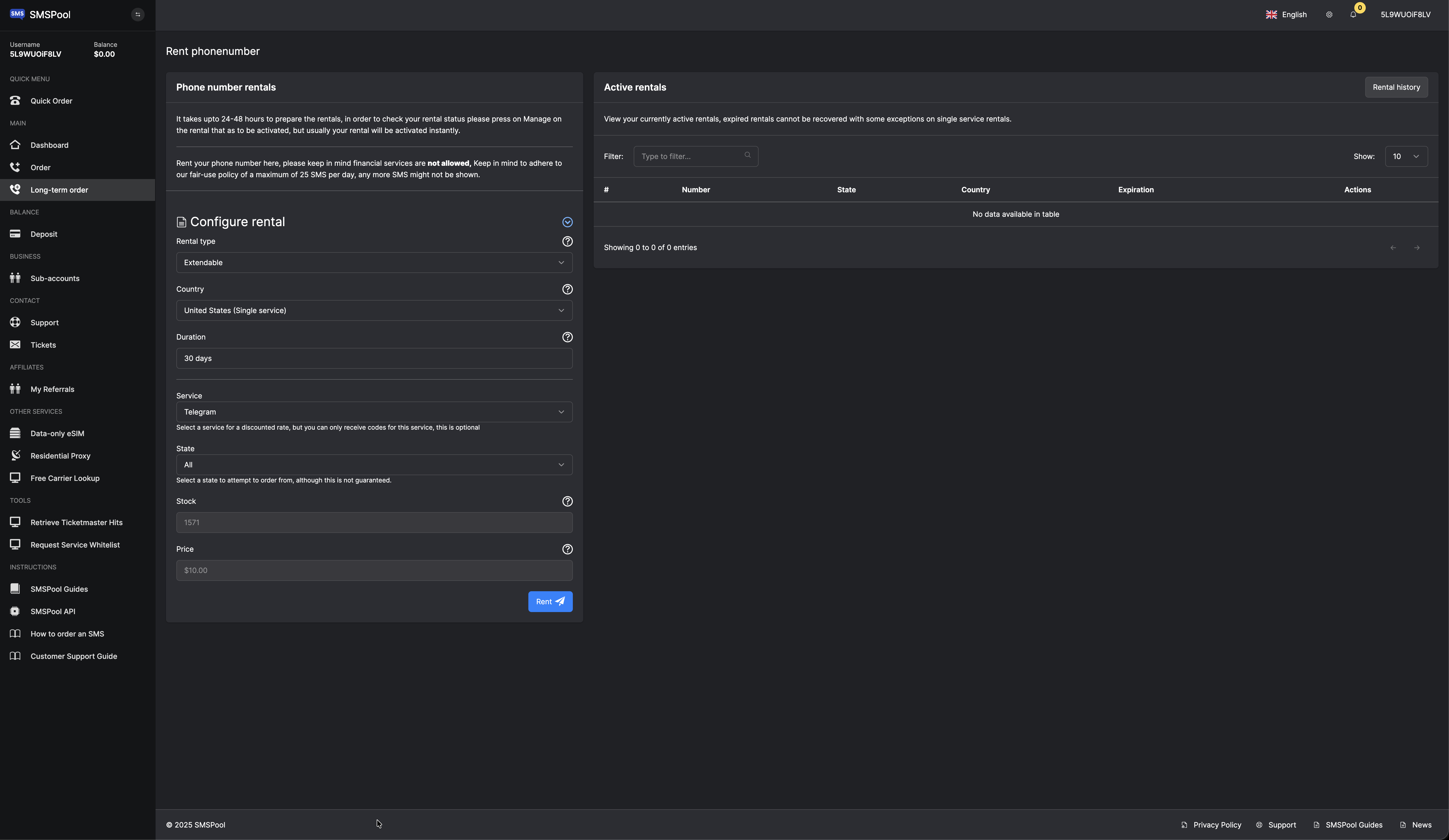 SMSPool.net - Screenshot 3 showing product features and functionality